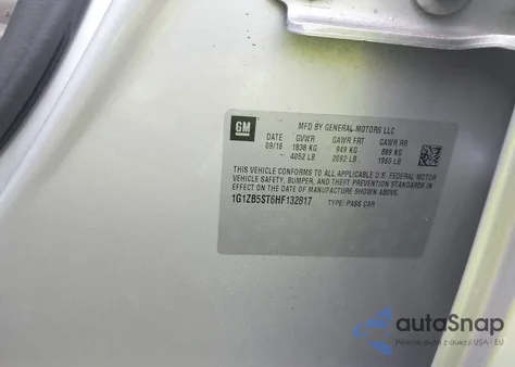 2017 Chevrolet Malibu Ls из США, поврежденный, VIN 1G1ZB5ST6HF132817